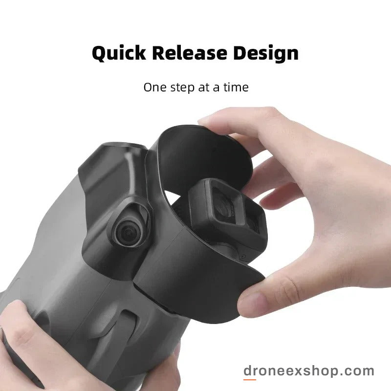 Fitting the quick-release lens hood on a DJI Air 3