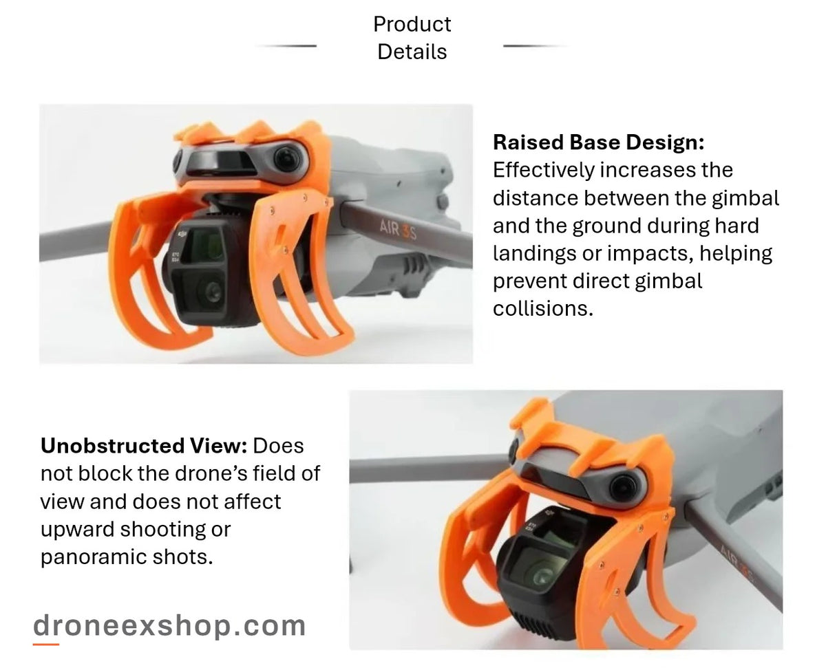 Raised base design keeps the gimbal clear of the ground, unobstructed view