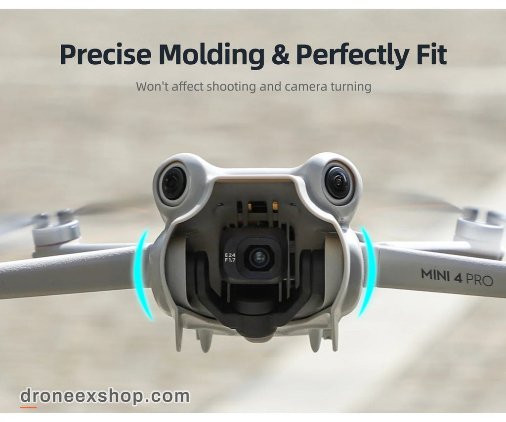 Lens hood fitted on a DJI Mini 4 Pro, front view
