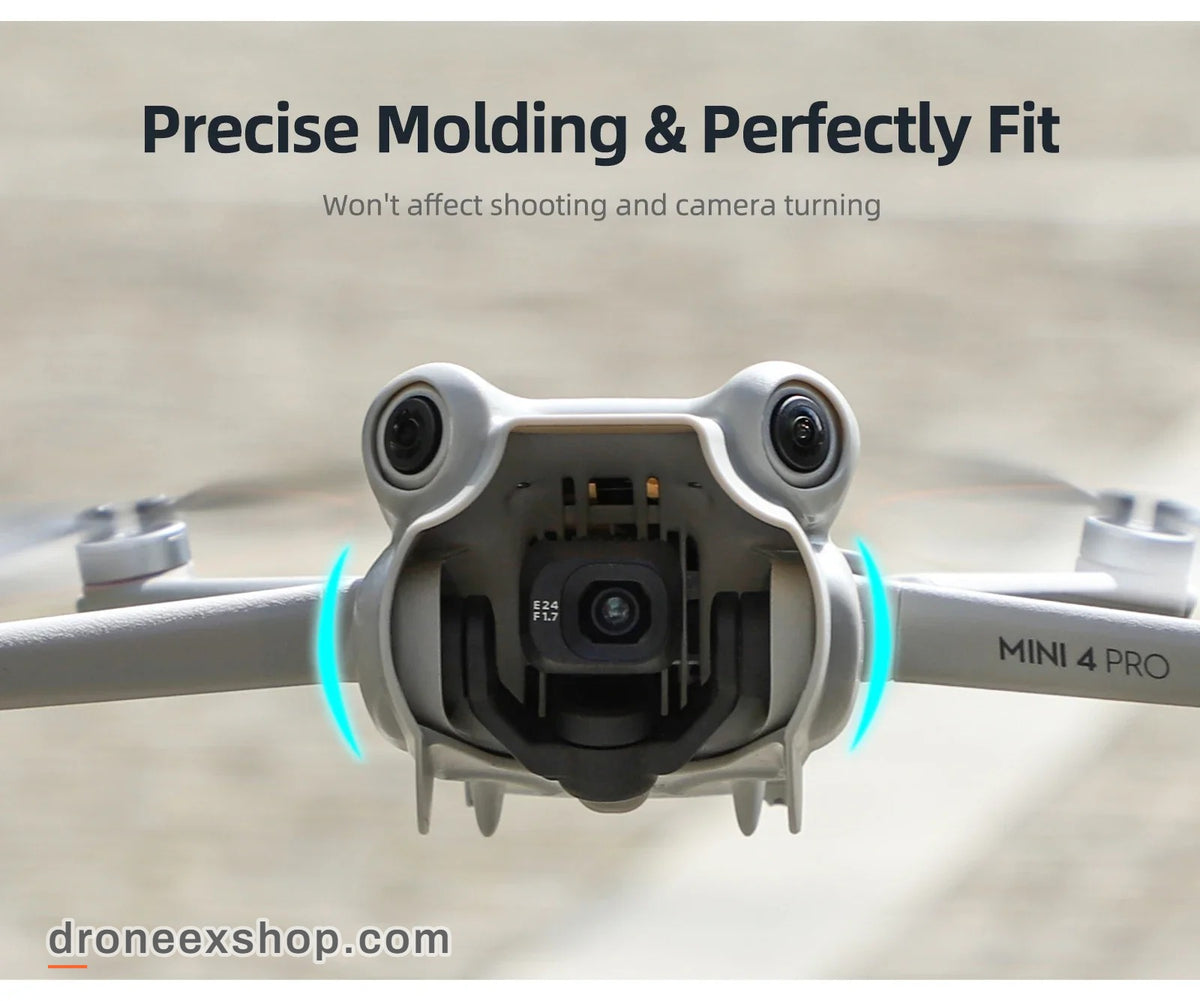Lens hood fitted on a DJI Mini 4 Pro, front view