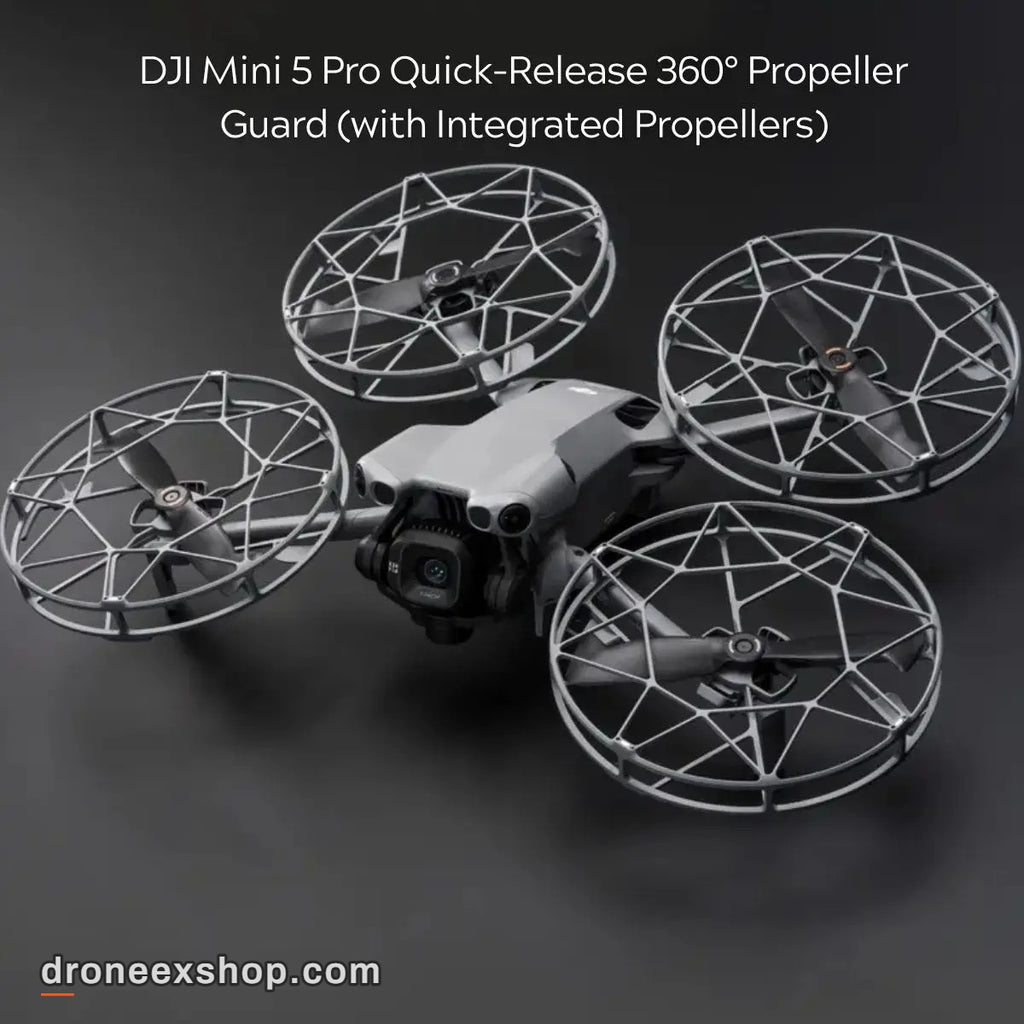 DJI Mini 5 Pro with original quick-release 360° propeller guards and integrated propellers