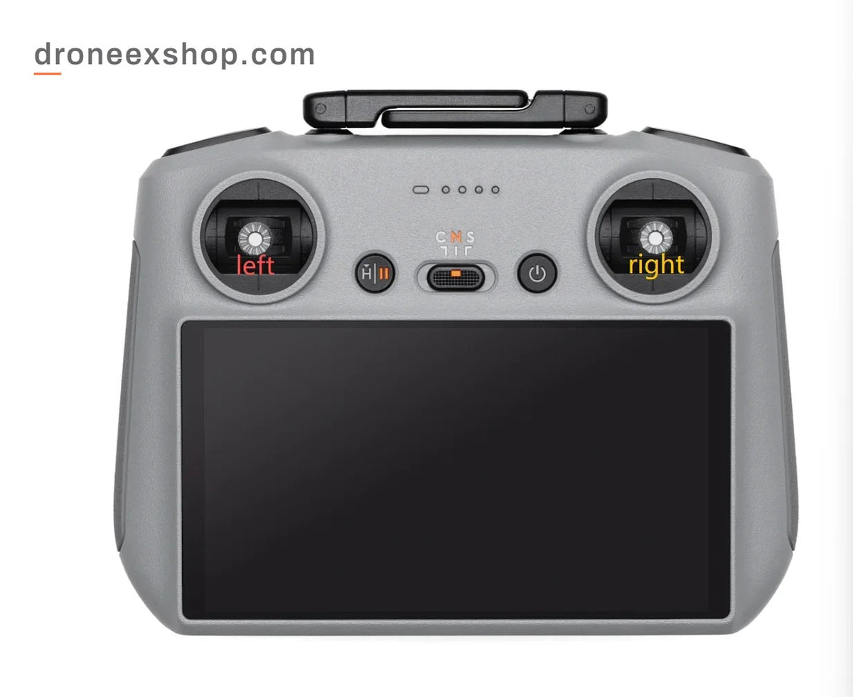 DJI RC 2 controller showing the left and right joystick positions