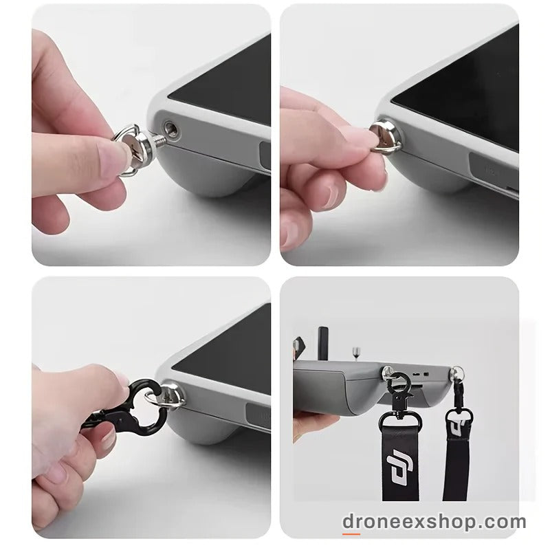 Attaching the strap clips to the DJI controller, no screws needed