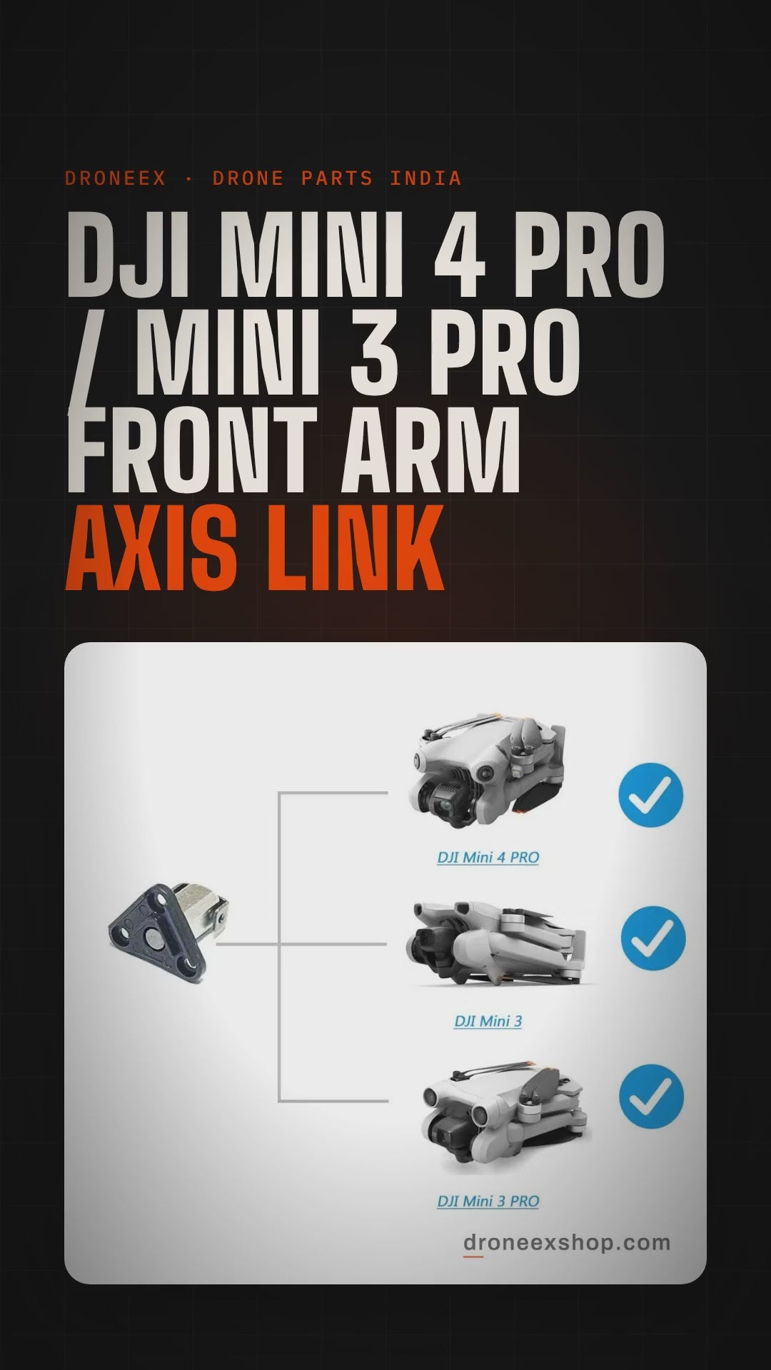 DJI Mini 4 Pro / Mini 3 Pro Front Arm Axis Link - DRONEEX product video